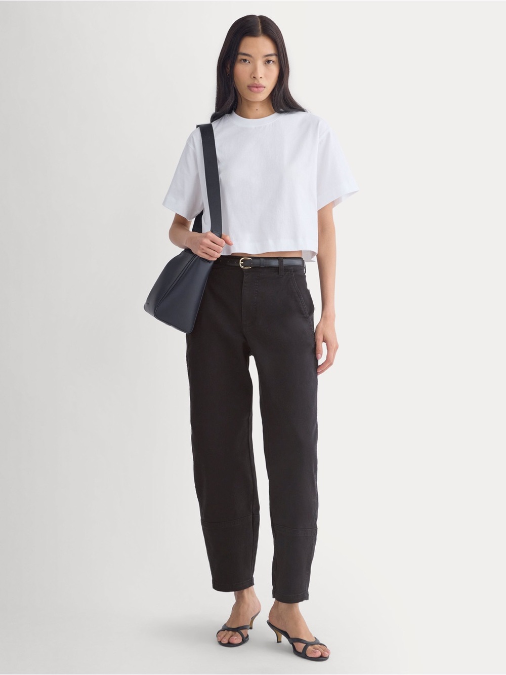 Everlane Washed Black Utility Barrel Leg Seamed Pants Size 14 High Rise